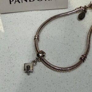 Pandora Silver Bracelet with Graduation Cap Charm